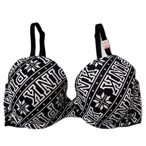 Victoria’s Secret Pink Wear Everywhere T-shirt Lightly Lined Logo Bra black 32DD